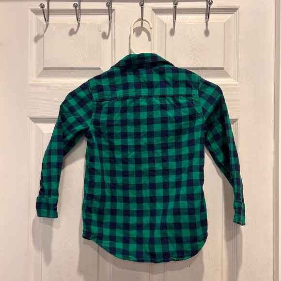 Crazy 8 Boys Green Navy Buffalo Plaid Button Down Shirt Sz 5/6 St. Patricks Day - Picture 6 of 7